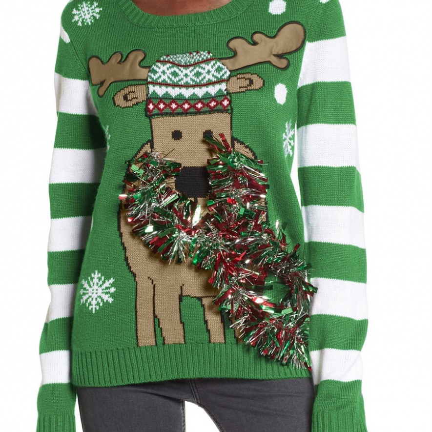 .*Pulover - .X-Mas Deer - Green